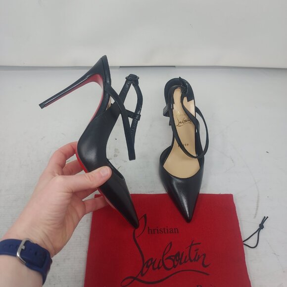 Christian Louboutin Black Jenlove Ankle Strap Pointed Toe Pump - Picture 1 of 11